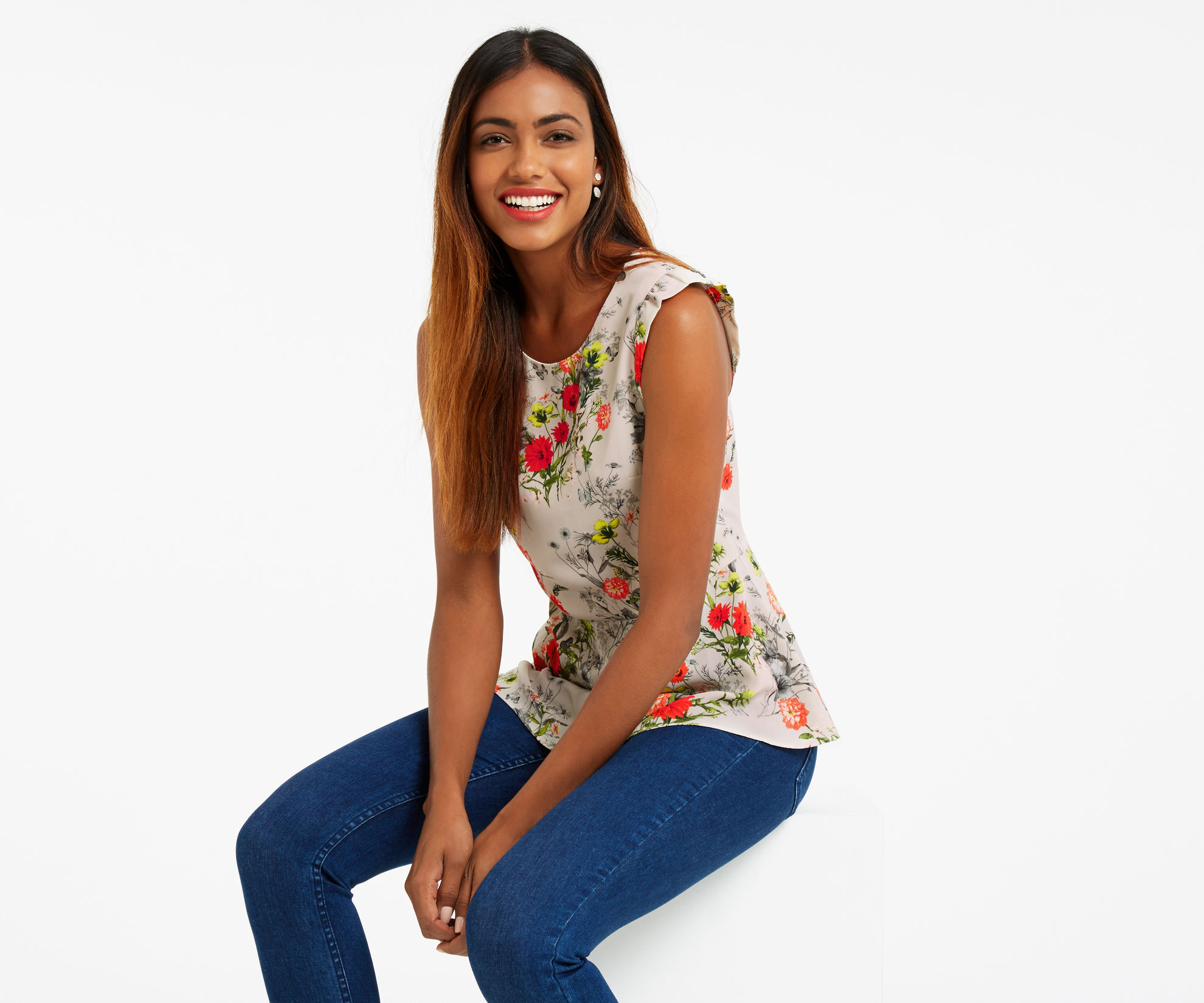 FLORAL PEPLUM TOP